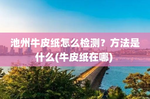 池州牛皮纸怎么检测？方法是什么(牛皮纸在哪) 